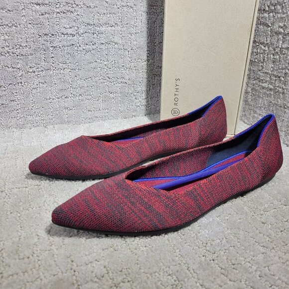 Rothys The Point Crimson Heather Retired Pointy Toe Slip on Shoes Multiple Sizes - Picture 7 of 15